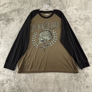 Black Label Grain Mash Long Sleeve Performance Shirt Mens L Skull Tattoo Graphic